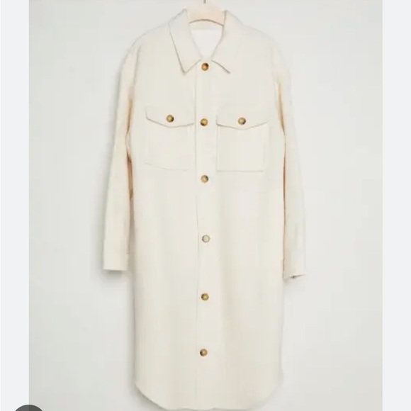 NWT Oak + Fort Wool Shirt Jacket (Shacket) cream beige - Picture 3 of 6